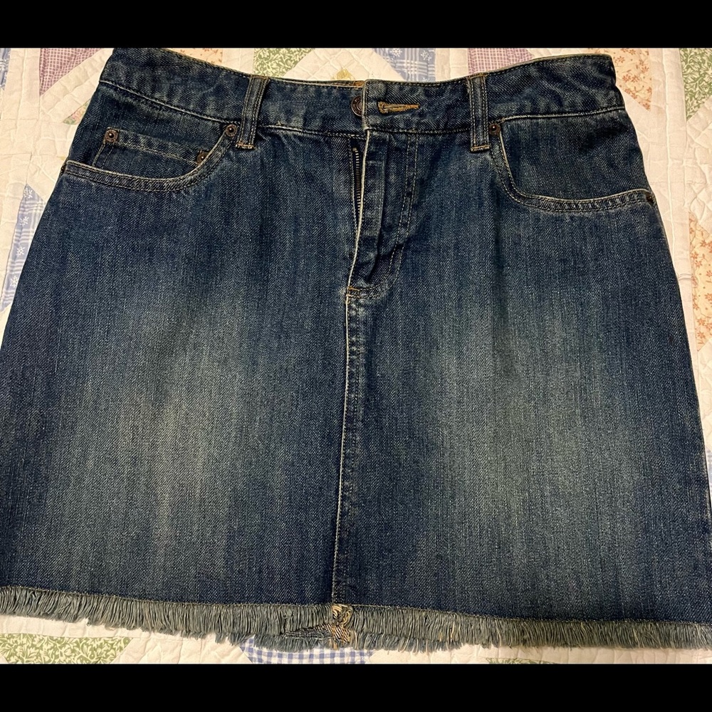 Route 66 blue Jean frilled slight at the bottom skirt. Size 6